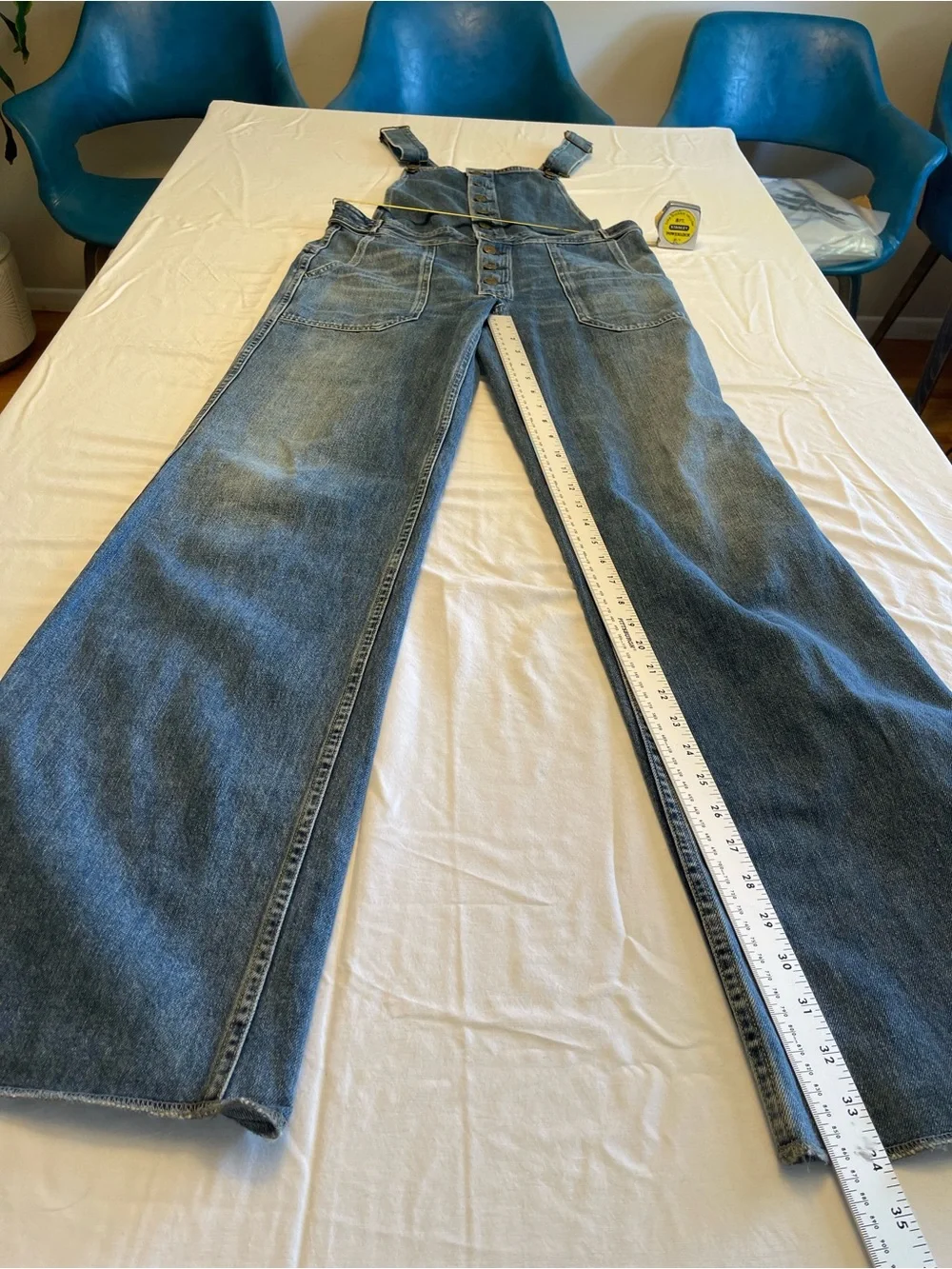 Anthro Citizens Of Humanity Faye Overalls Comeback Wash Button-Front Wide Leg
